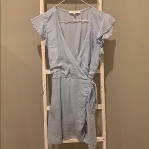Boutique light blue linen dress